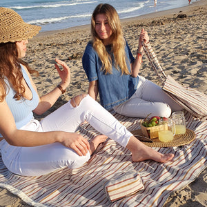 Kit manta, bolso y neceser playa/picnic Rayas